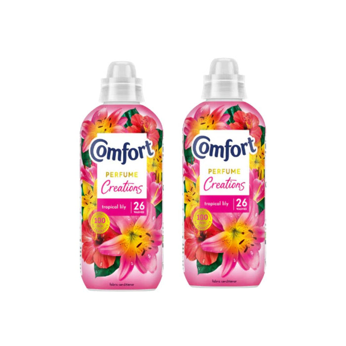 Comfort Creations Tropical Lily Fabric Conditioner 780ml (26 Washes) Assorted Packs Laundry - Fabric Conditioner Comfort Pack of 2
