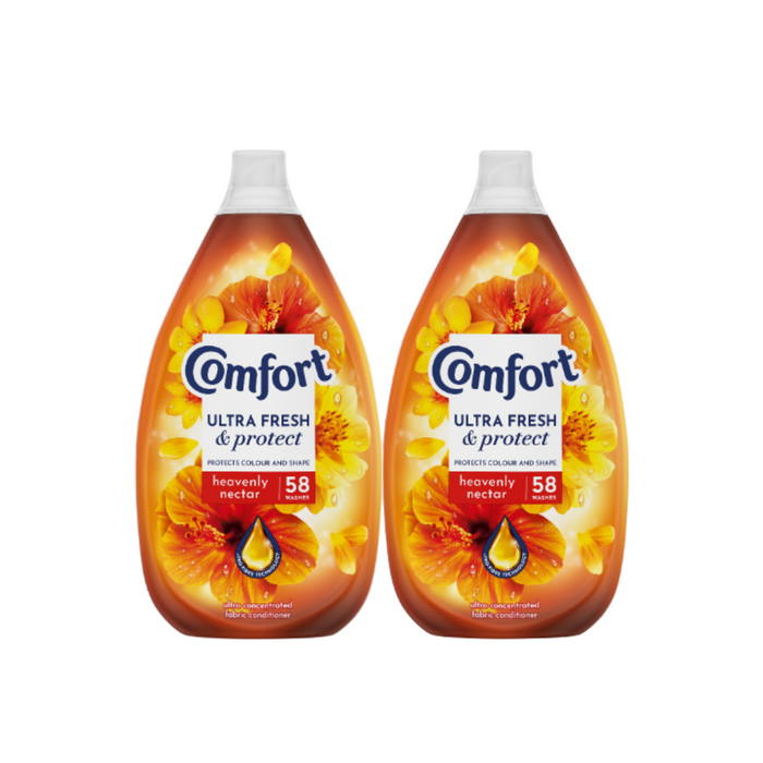 Comfort Fresh & Protect Heavenly Nectar Fabric Conditioner 870ml (58 Washes) Assorted Packs Laundry - Fabric Conditioner Comfort Pack of 2