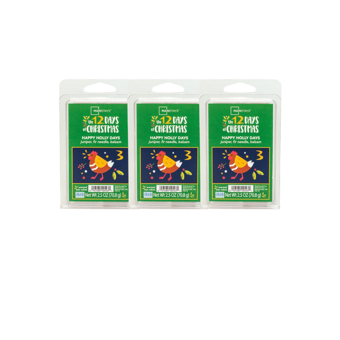 Mainstays Happy Holly Days Wax Melts Juniper Balsam Fir 2.5oz Wax Melts Mainstays Pack of 3
