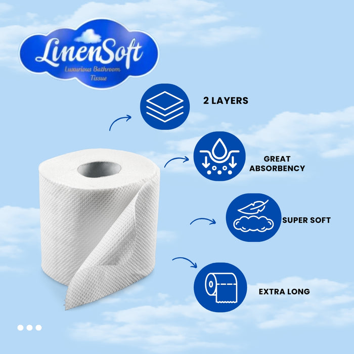 Linen Soft and Strong Toilet Tissue 2-Ply Premium Bathroom Tissue Toilet Roll & Wipes Linen Soft