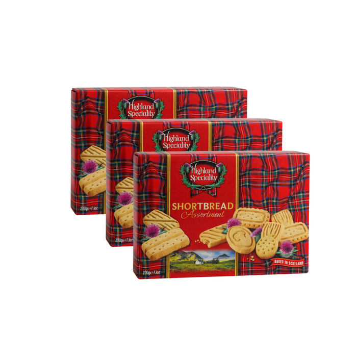 Highland Speciality Shortbread Assortment 200g Assorted Packs Biscuits & Cereal Bars highland speciality Pack of 3
