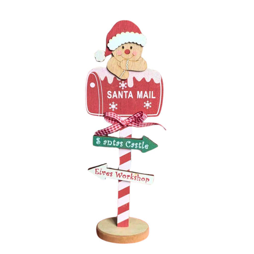 Wooden Santa Mail Signpost with Christmas Gingerbread Christmas Decoration Fabfinds