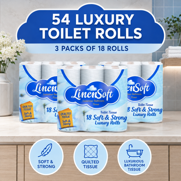 54 Rolls (3 x 18 Pack) Linen & Soft Strong Toilet Roll Bundle Tissue