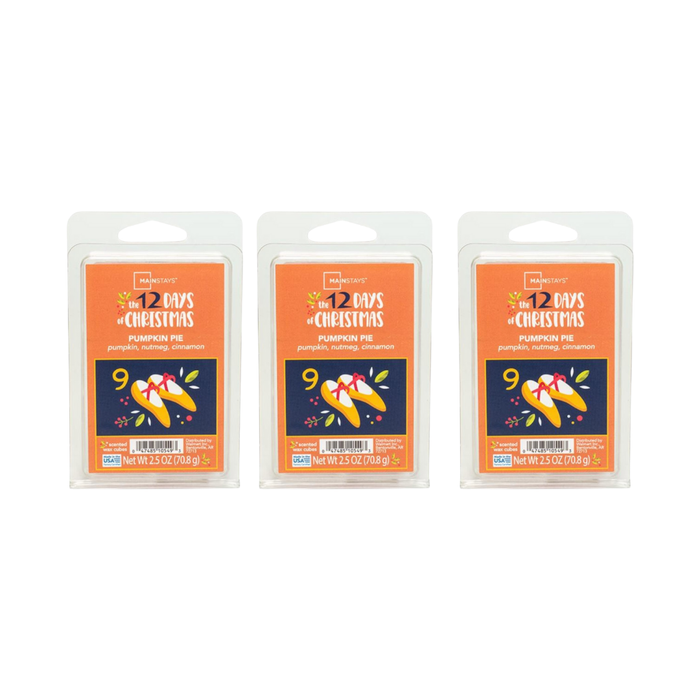 Mainstays Pumpkin Pie Wax Melts Nutmeg Cinnamon 2.5oz Wax Melts Mainstays Pack of 3