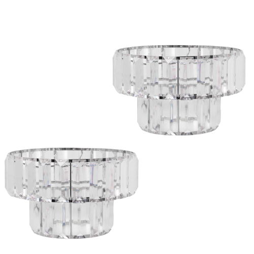 Crystal 2 Tier Clear Ceiling Pendant Shade Home Lighting FabFinds Pack of 2