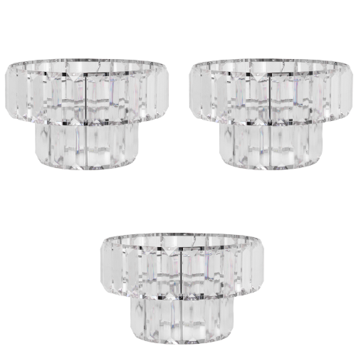 Crystal 2 Tier Clear Ceiling Pendant Shade Home Lighting FabFinds Pack of 3