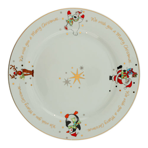 Ceramic Penguin & Friends Christmas Plate 10.5 Inch Christmas Tableware FabFinds   