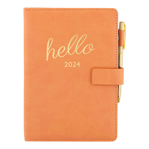 A5 Peach Hello 2024 Diary With Pen Diary Design Group   