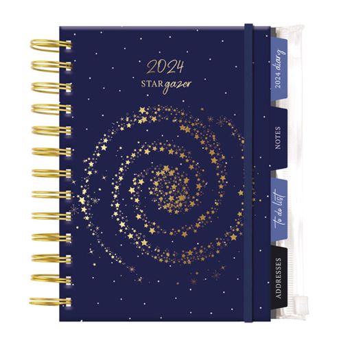 Stargazer 2024 Organiser Navy & Gold A5 Diary Diary Design Group   