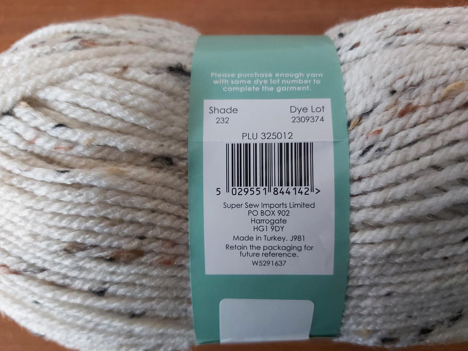 Tweed Aran Cream Knitting Yarn 100g Knitting Yarn & Wool FabFinds