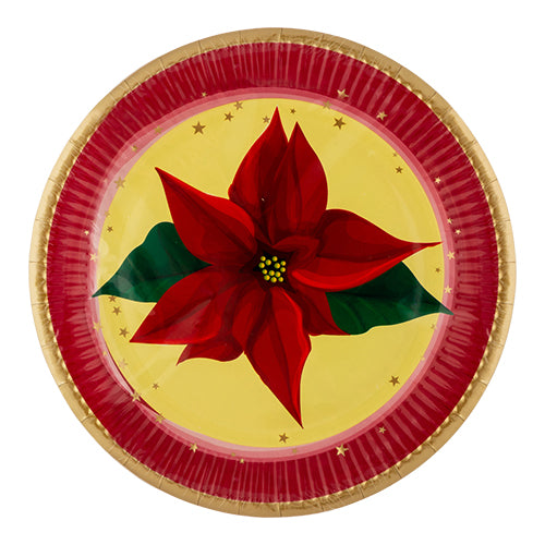 Poinsettia Paper Plates 8 Pack 9" Plates FabFinds   