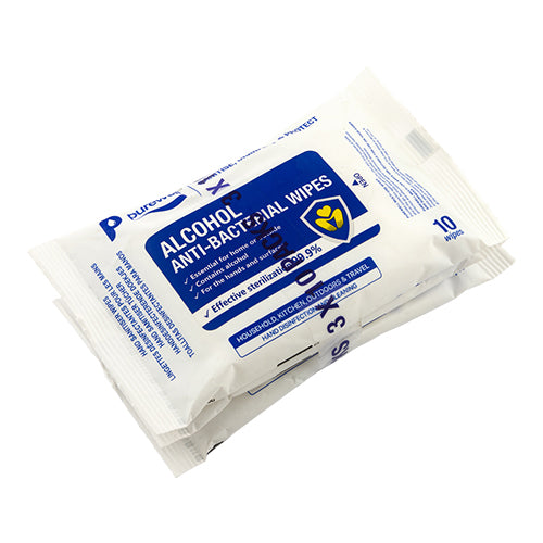 Purewell Alcohol Anti-Bacterial Wipes 3 x 10 pack Wipes Purewell   