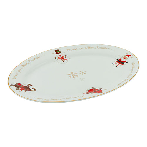 Ceramic Oval We Wish You A Merry Christmas Serving Plate 8.5 x 11.8 inch Christmas Tableware FabFinds   