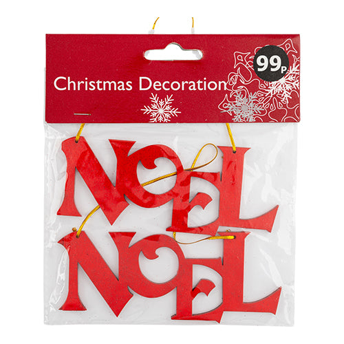 Noel Wooden Christmas Decorations 2 Pack Assorted Colours Christmas Decoration FabFinds   