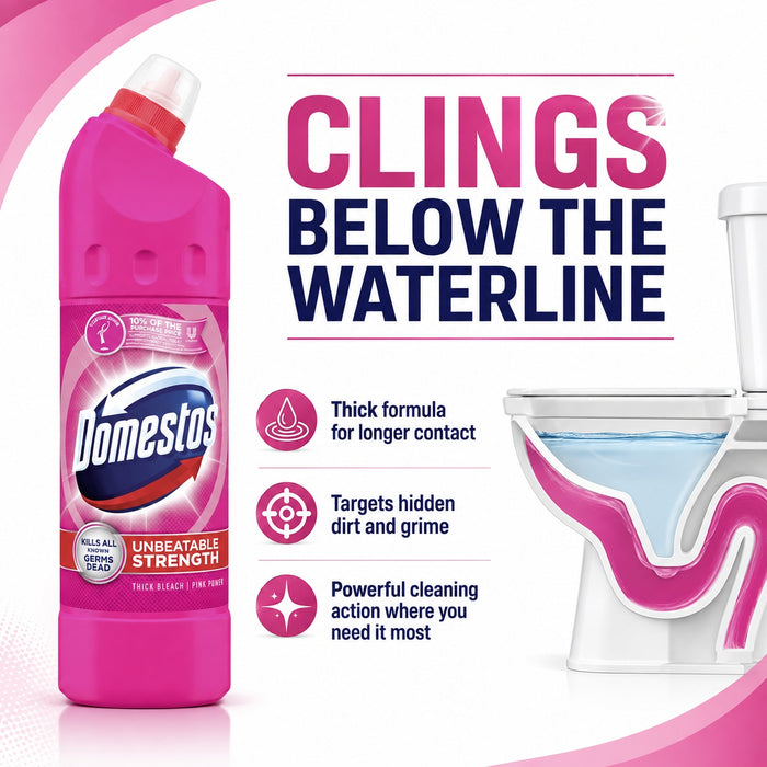 Domestos Pink Power Bleach 750ml Assorted Packs Toilet Cleaners Domestos