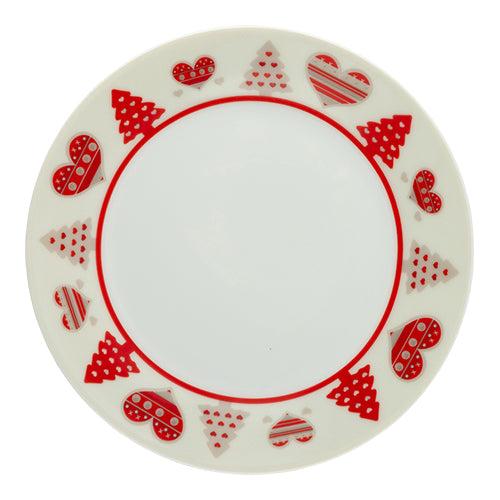 Ceramic Christmas Heart & Tree Side Plate 7.5 inch Christmas Accessories FabFinds   
