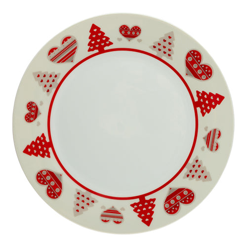 Ceramic Christmas Heart & Tree Dinner Plate 10.5 inch Christmas Accessories Out FabFinds   