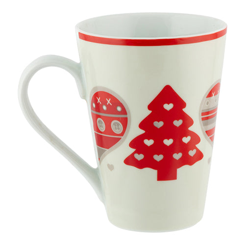 Red, White & Grey Christmas Tree & Heart Mug Mugs Out FabFinds   