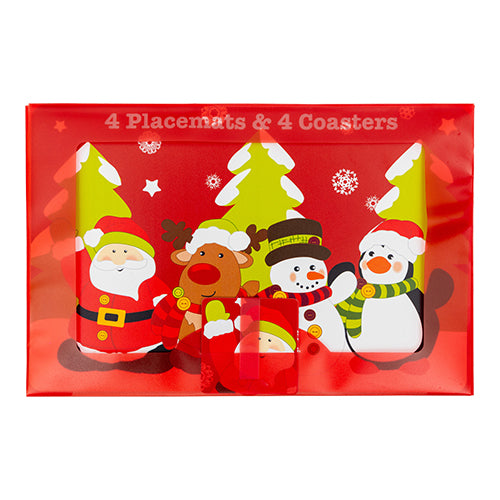 Christmas Character With Trees Placemats & Coasters 4 pack Christmas Tableware FabFinds   