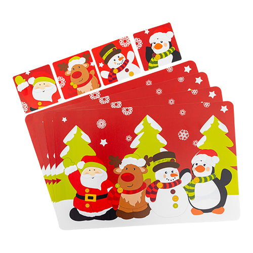 Christmas Character With Trees Placemats & Coasters 4 pack Christmas Tableware FabFinds   