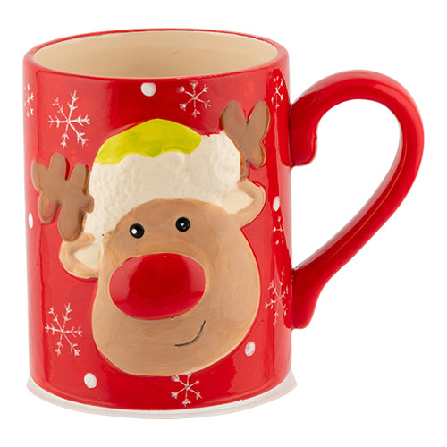 Christmas 3D Reindeer Face Red Mug Mugs Out FabFinds   