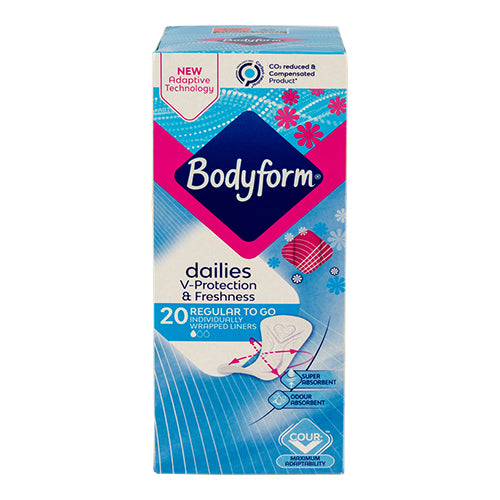 Bodyform Dailies V-Protection & Freshness Liners 20 Pack Feminine Sanitary Supplies Bodyform   
