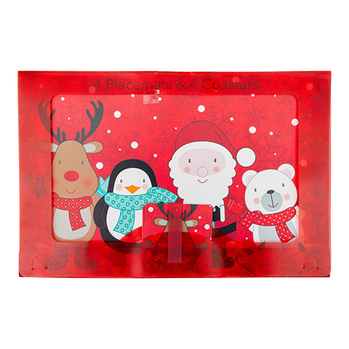 Christmas Character With Snowflakes Placemats and Coasters 4 Pack Christmas Tableware FabFinds   