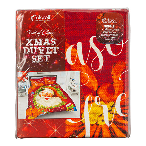 Coloroll Bedding Coloroll Christmas Duvet Set Traditional Santa Face Single - FabFinds