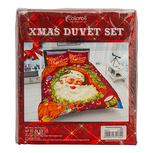 Coloroll Christmas Duvet Set Traditional Santa Face Single Christmas Accessories Coloroll   