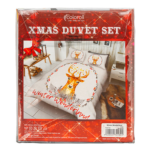 Coloroll Bedding Coloroll Stag Winter Wonderland Single Christmas Duvet Set — FabFinds