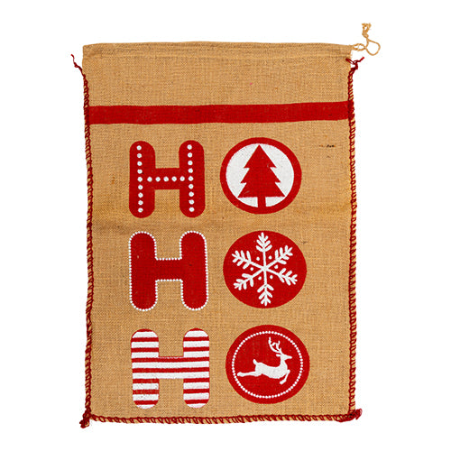 Hessian Giant Santa Present Sack Assorted Designs Christmas Stockings FabFinds Ho Ho Ho  
