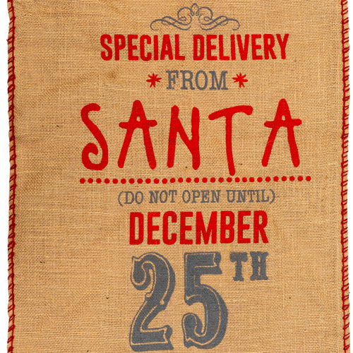 Hessian Giant Santa Present Sack Assorted Designs Christmas Stockings FabFinds Special Delivery From Santa  