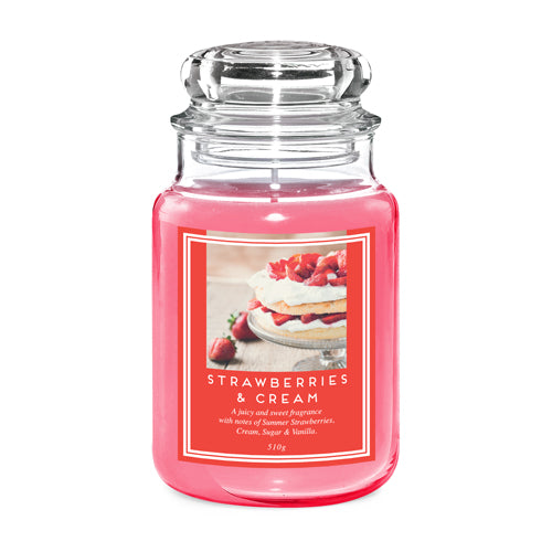 Fragrance Large Strawberries & Cream Scented Wax Candle 18oz Candles Liberty Candles   