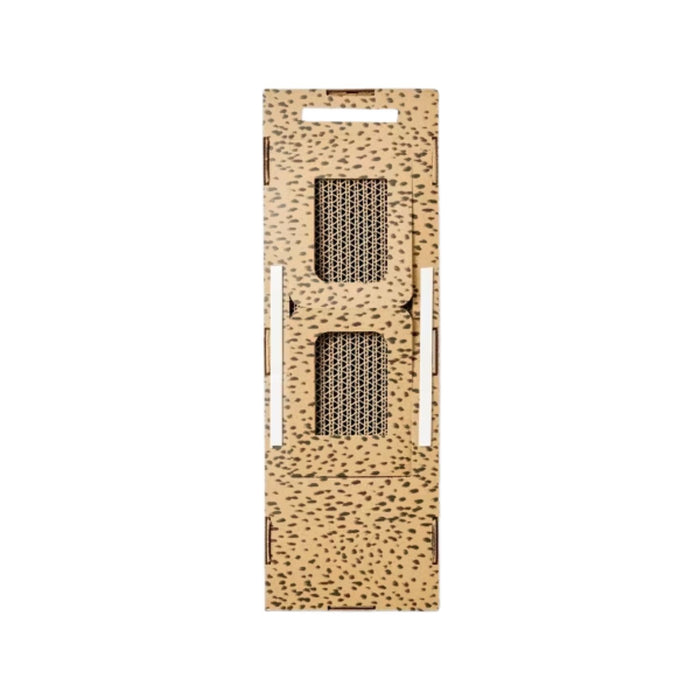 Rectangular cardboard cat scratcher with textured surface on a white background