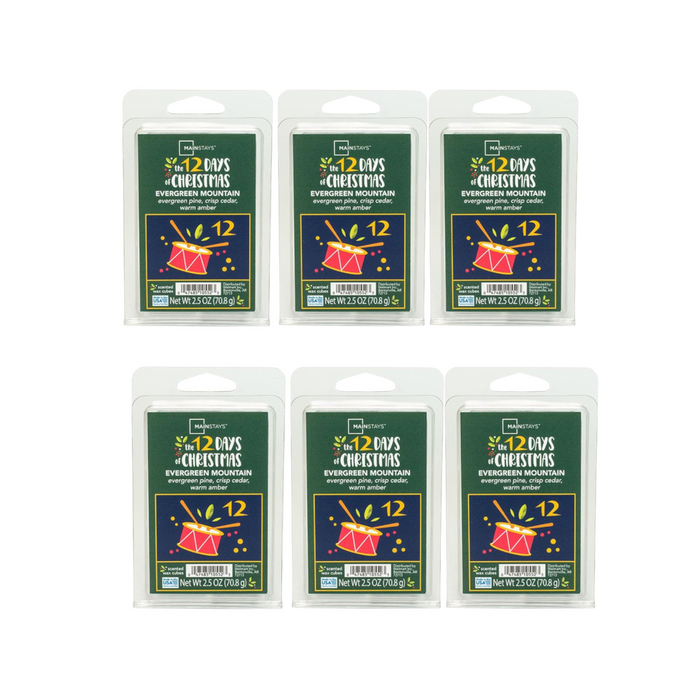 Mainstays Evergreen Mountain Wax Melts Pine Cedar Amber 2.5oz Wax Melts Mainstays Pack of 6