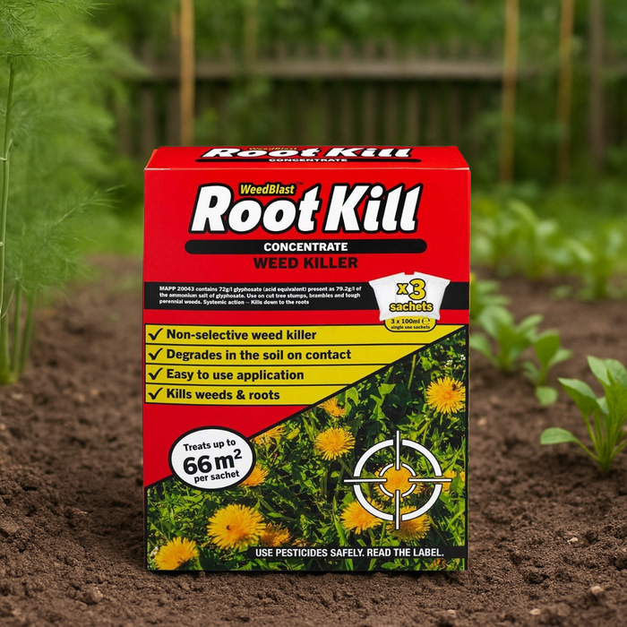 Root Kill Concentrated Weedkiller Extra Strong 3x100ml Sachets Lawn & Plant Care RootBlast