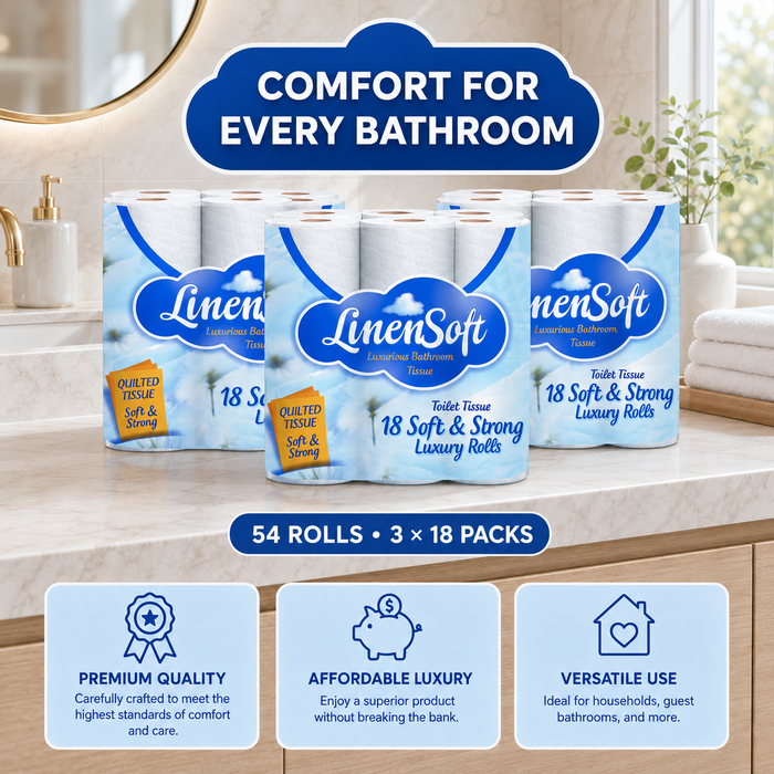 54 Rolls (3 x 18 Pack) Linen & Soft Strong Toilet Roll Bundle Tissue
