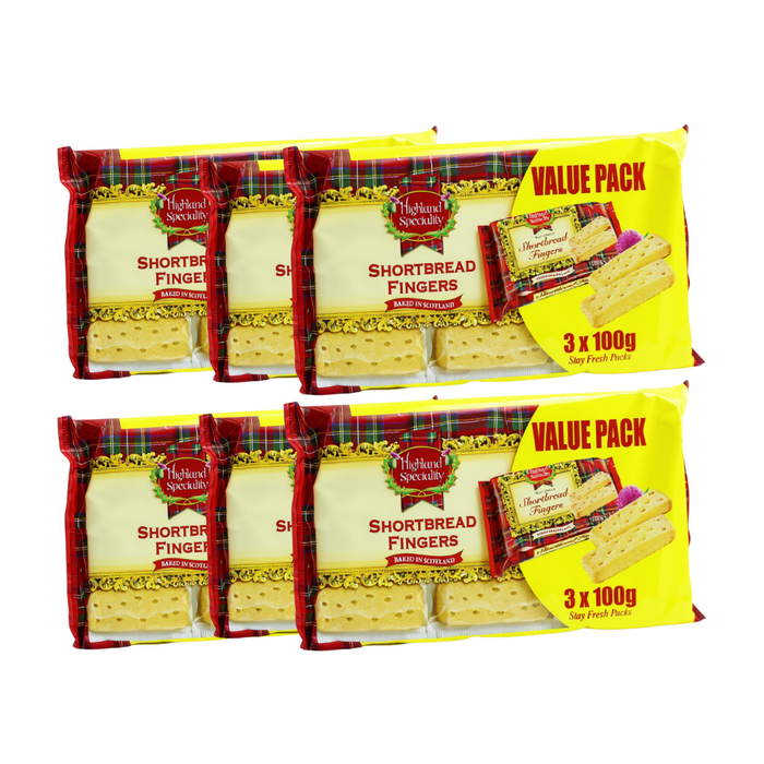 Highland Speciality Shortbread Fingers 3 x 100g Assorted Pack Biscuits & Cereal Bars highland speciality Pack of 6