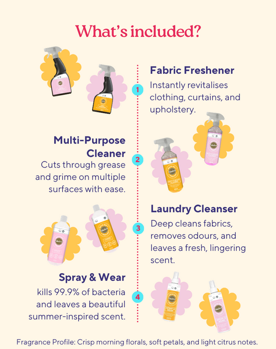 Summer Sol Cleaning & Laundry Bundle 8 Piece Set Household Cleaning Products Fabulosa
