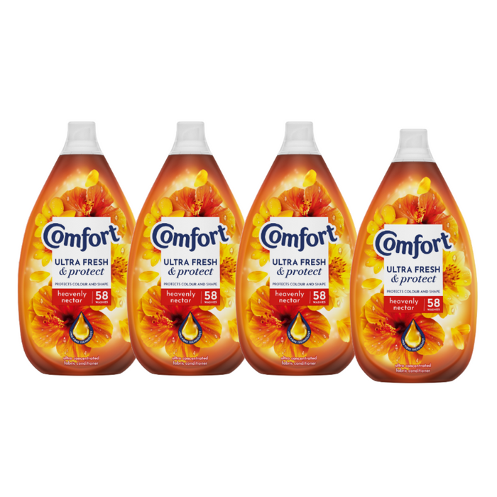 Comfort Fresh & Protect Heavenly Nectar Fabric Conditioner 870ml (58 Washes) Assorted Packs Laundry - Fabric Conditioner Comfort Pack of 4