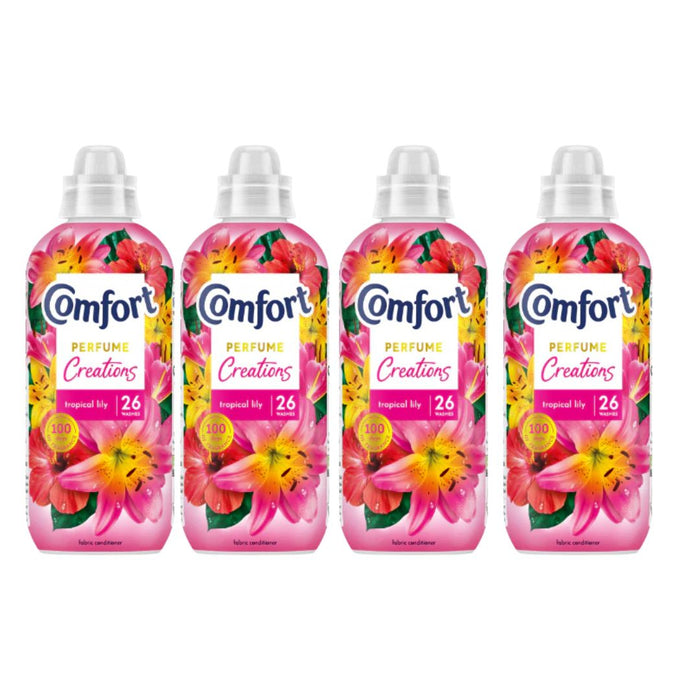 Comfort Creations Tropical Lily Fabric Conditioner 780ml (26 Washes) Assorted Packs Laundry - Fabric Conditioner Comfort Pack of 4