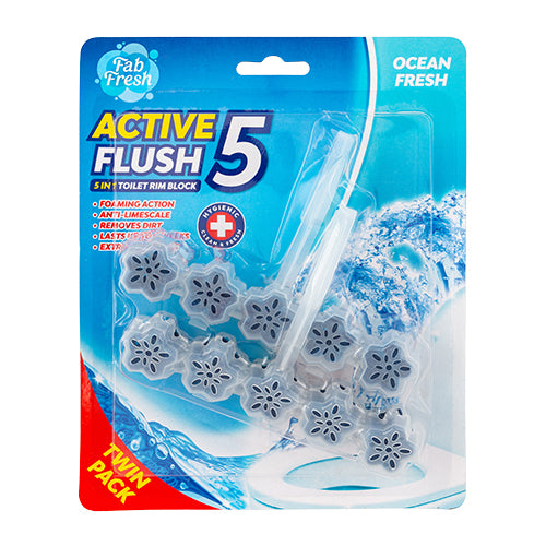 Fab Fresh Active Flush 5 Ocean Fresh Rim Block Twin Pack Toilet Cleaners Fab Fresh   
