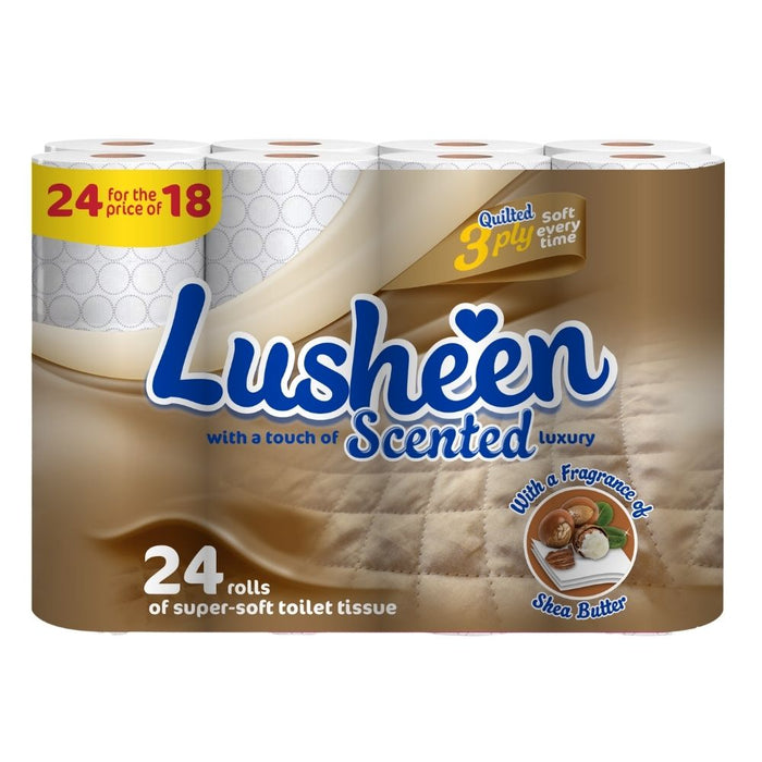 Lusheen Shea Butter Fragrance Toilet Roll 24 Rolls Toilet Roll & Wipes Cusheen Pack of 1