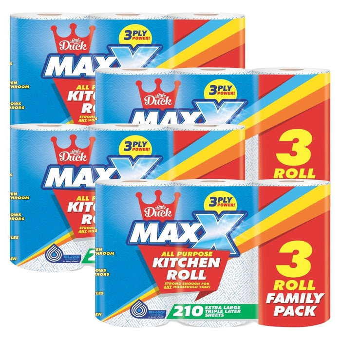 Big Maxx Kitchen Roll 3 Roll Family Pack Kitchen Roll Little Duck Pack of 4