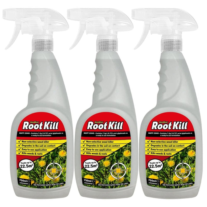 Weed Blast Root Kill Weed Killer 750ml Lawn & Plant Care RootBlast Pack of 3