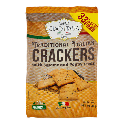 Ciao Italia Traditional Italian Crackers With Sesame & Poppy Seeds 200g Food Items ciao italia   