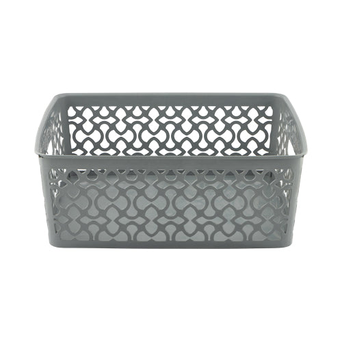Patterned Plastic Storage Baskets Set of 3 Assorted Colours/Sizes Storage Baskets FabFinds Small Grey 
