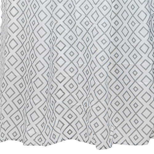 Moda Printed Shower Curtain Grey Geometric Pattern 180cm x 180cm Bathroom Accessories Moda   