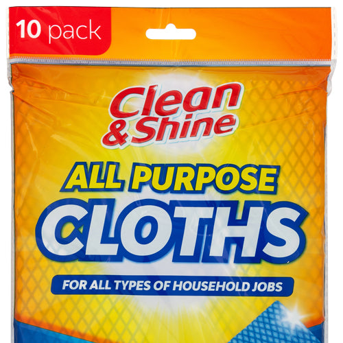 Clean & Shine All Purpose Cloths 60cm x 35cm 10 Pack Cloths, Sponges & Scourers Clean & Shine   
