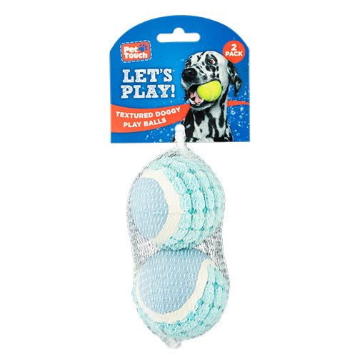 Pet Touch Textured Doggy Play Balls 2 Pack Assorted Colours Dog Toys Pet Touch   